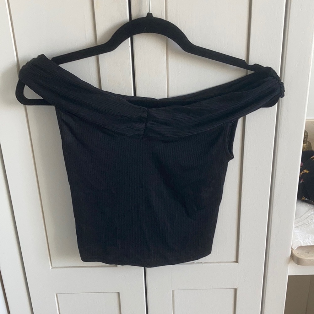 Black cropped off the shoulder top